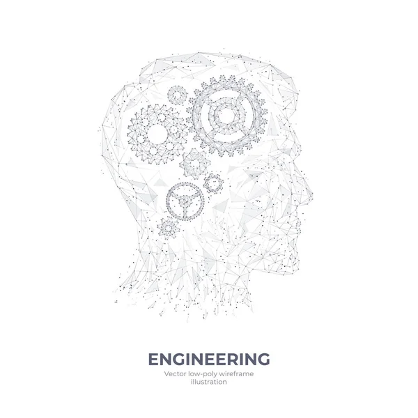 Desenho vetorial ilustração de engrenagens na cabeça — Vetor de Stock