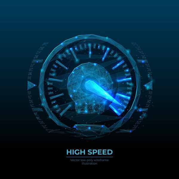 Digital polygonal image of high speed concept