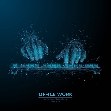 Ofis işi kavramı olarak soyut eller ve klavye