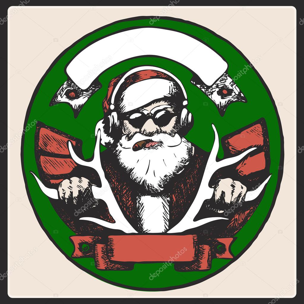 Santa Claus vintage poster. Vector