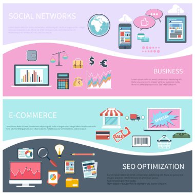 SEO, sosyal ağ, e-ticaret, iş düz