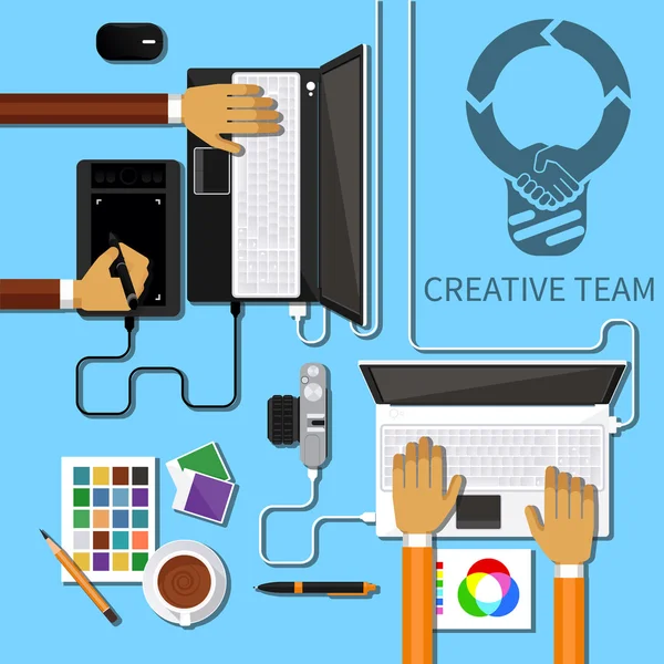 Creative team flat — Stock Vector