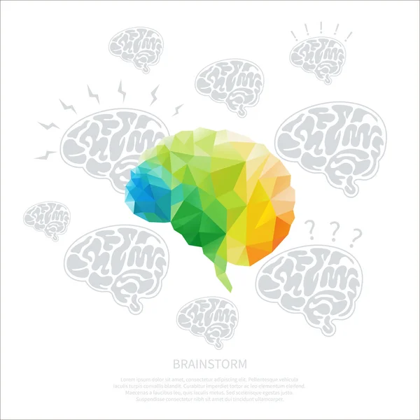 Cerebro de polígono — Vector de stock