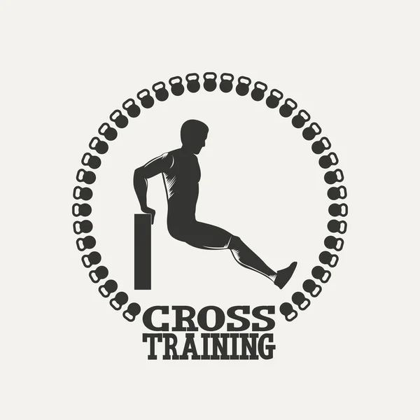 Cross Training man silhouet 2-logo — Stockvector