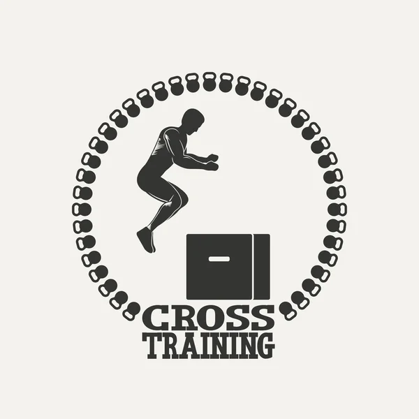 Cross Training man silhouet 3-logo — Stockvector