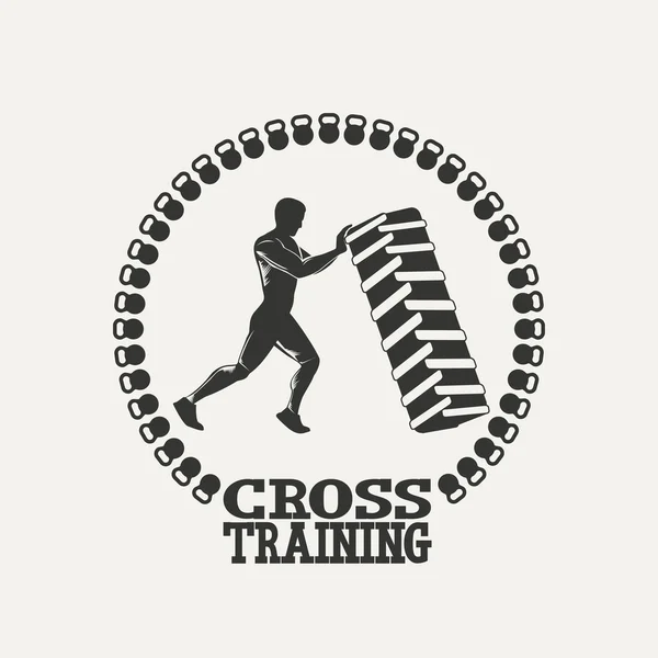 Cross Training man silhouet-logo — Stockvector