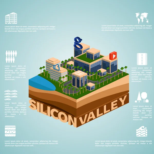 Isomtry Silicon Valley — Vector de stock