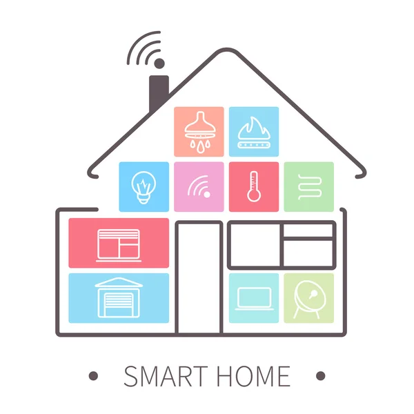 Smart home outline icon — Stock Vector