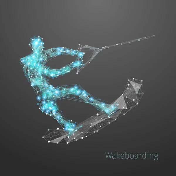 Wakeboarding polygonal — ストックベクタ