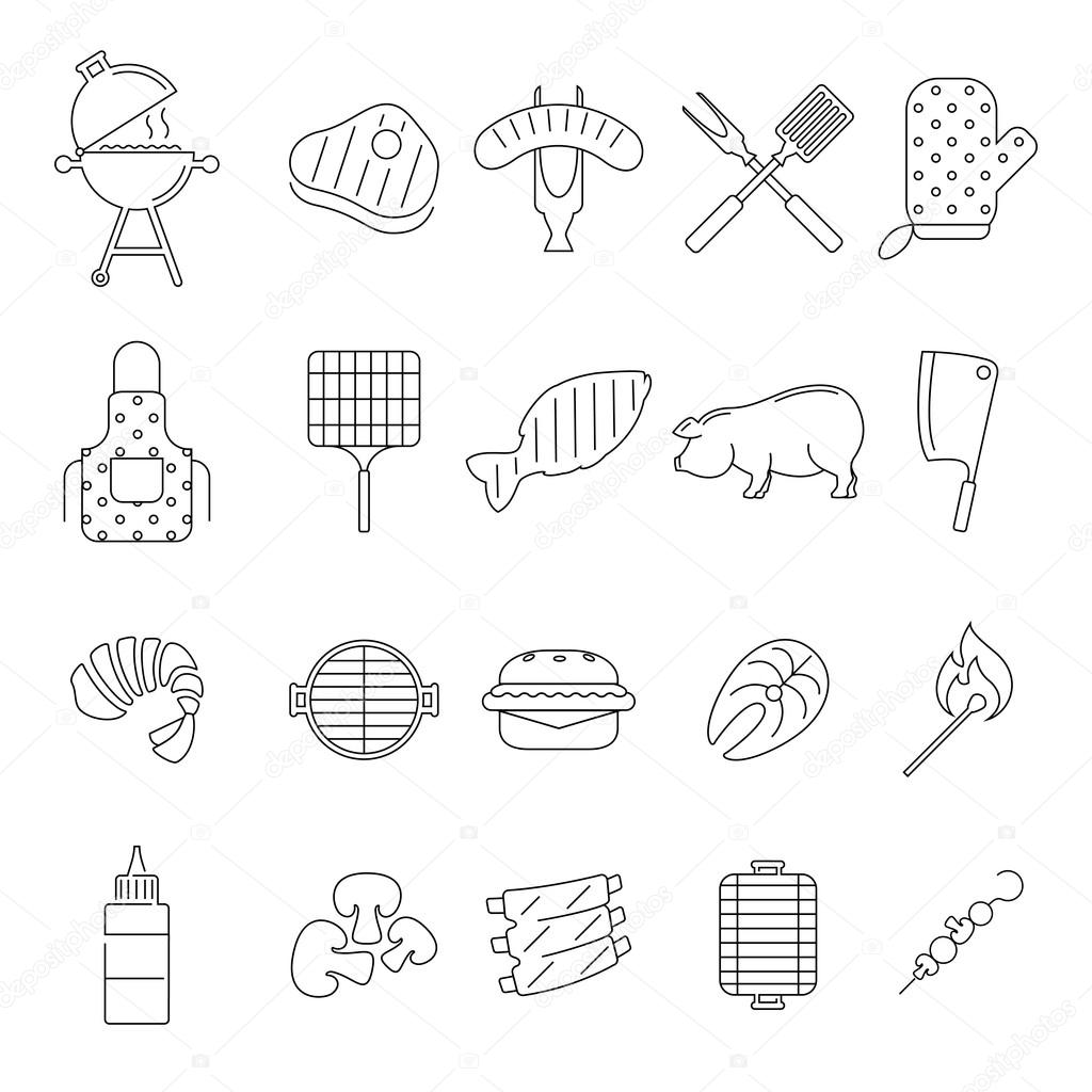 Barbecue or Grill Icons 