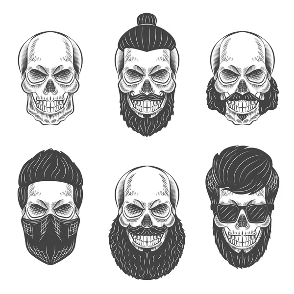 Dotwork skulls — Stock Vector