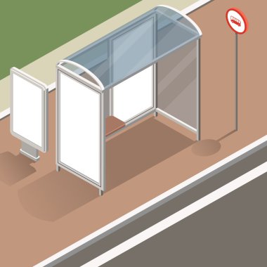 izometrik otobüs durağı mockup
