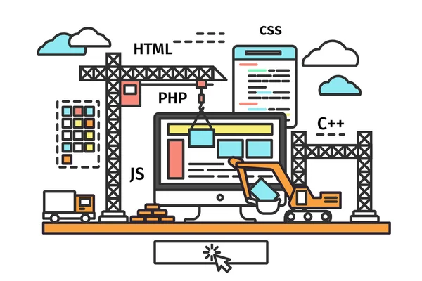 Proceso de construcción web — Archivo Imágenes Vectoriales