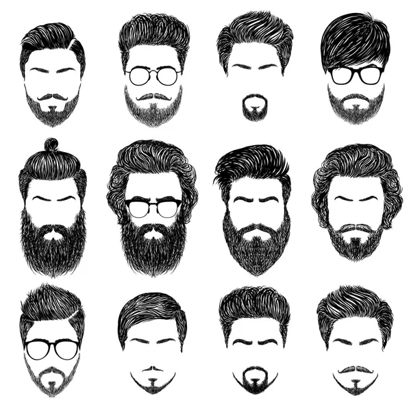 Coiffures homme barbu — Image vectorielle