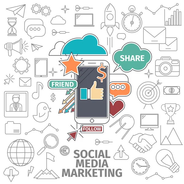 Marketing sur les médias sociaux — Image vectorielle