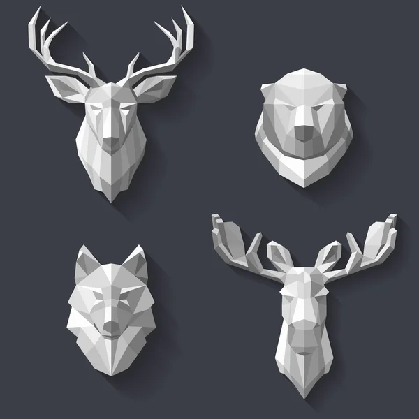 Animales del bosque en la pared — Vector de stock