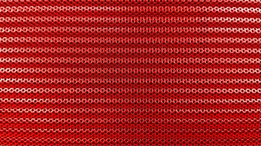 Kırmızı metal yüzey, arka plan için kırmızı ızgara, kara delik ızgaralı çelik, kırmızı metal şebeke hasır dokusu