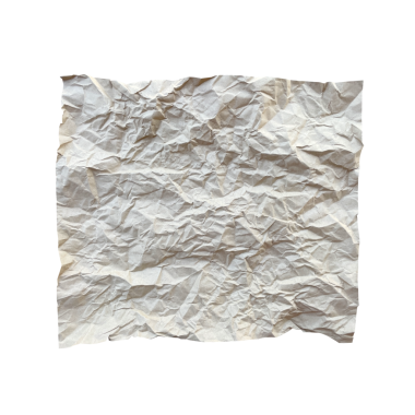 Buruşmuş kağıt beyaza izole edilmiş.