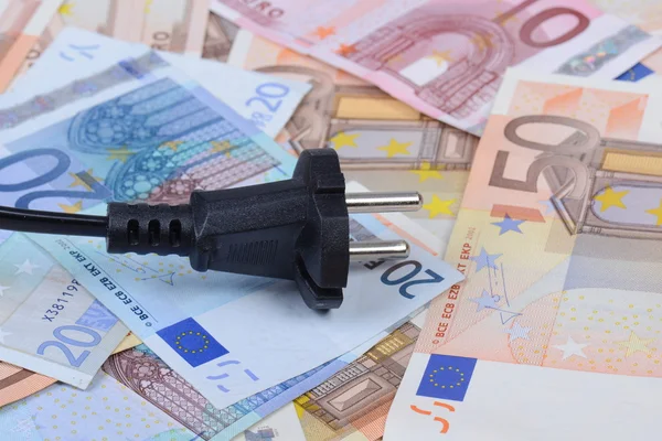 Euro Banknoten mit Stecker — Stock Photo, Image