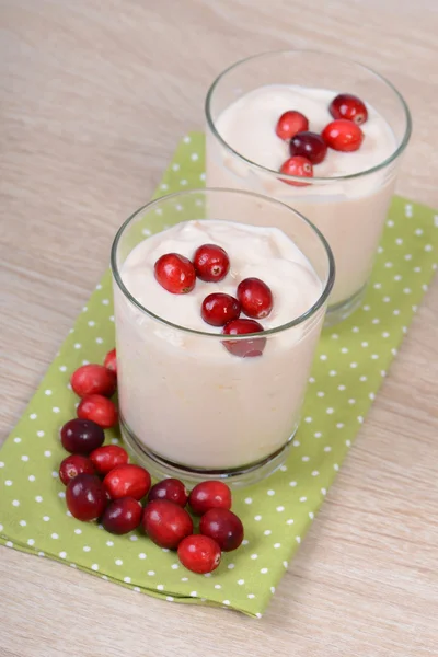 Joghurt Mit Cranberries — Stockfoto
