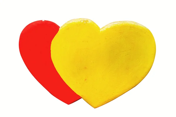 Gula och röda hjärtat gjord av skum — Stockfoto