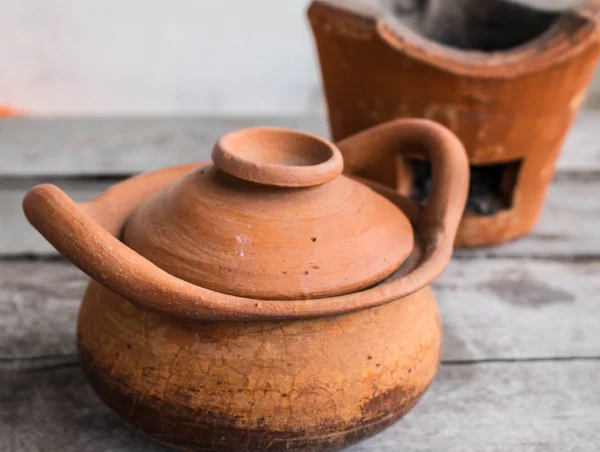 Clay potten van dorpelingen — Stockfoto