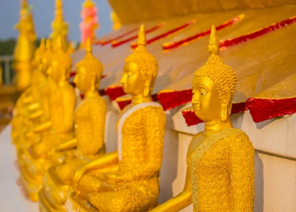 Buddha statues lining — Stock Photo, Image