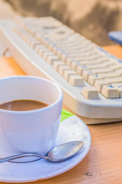 Café e teclados — Fotografia de Stock
