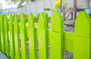 Green wooden fence  clipart