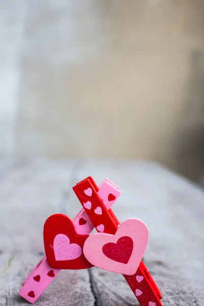 The two hearts on the wooden — Stock Photo, Image