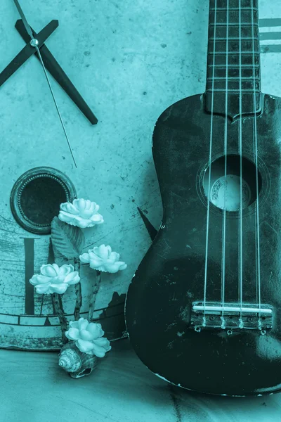 Ukulele on a black and white background. — ストック写真