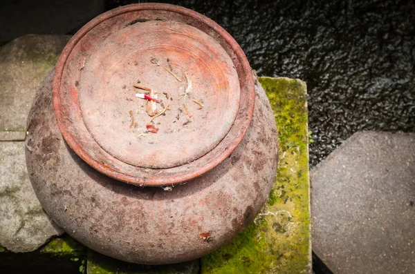 The old clay pot in top view — Stock Photo, Image