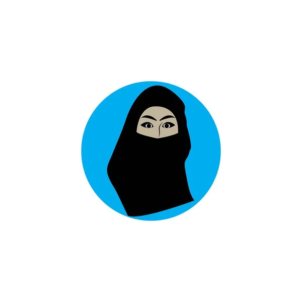 Skönhet Kvinna Hijab Vektor Design Ilustration Ikon Logotyp Templa — Stock vektor