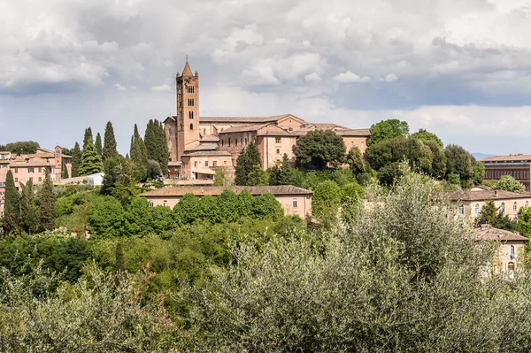 Aldeia da Toscana com Bell Tower Imagem De Stock