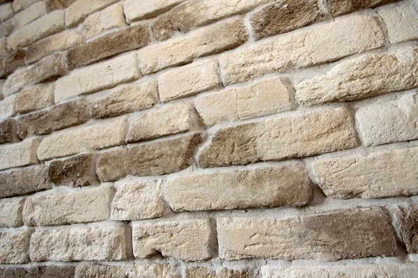 Jasnożółty kamień Wall-tło światła tekstura cegły, przestrzeń kopiowania — Zdjęcie stockowe