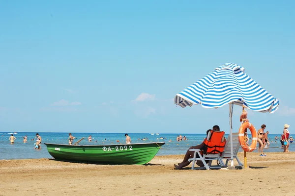 Pláž ve městě anapa na černém moři, Rusko — Stock fotografie