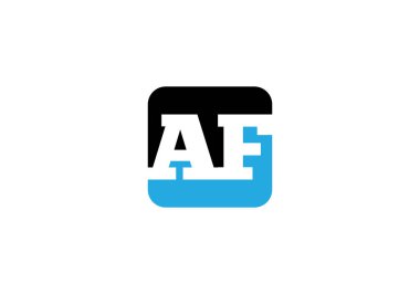 AF Latter logosu. AF Latte logo tasarım şablonu. Bu logo simgesi yaratıcı bir şekilde soyut şekilli anonim şirket.