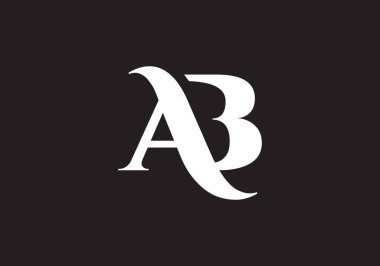 Yaratıcı modern iş tipografi vektör şablonlu ilk Ab Harfi Logosu. Yaratıcı Soyut Harf Ab Logosu Tasarımı