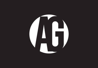 AG Harfi logosu. AG Letter logo tasarım şablonu. Bu logo simgesi yaratıcı bir şekilde soyut şekilli anonim şirket.