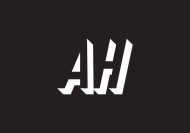 AH harfi logosu. Mektup logosu tasarım şablonu. Bu logo simgesi yaratıcı bir şekilde soyut şekilli anonim şirket.
