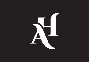 AH harfi logosu. Mektup logosu tasarım şablonu. Bu logo simgesi yaratıcı bir şekilde soyut şekilli anonim şirket.