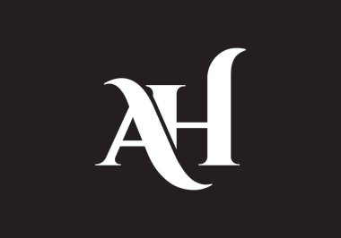 AH harfi logosu. Mektup logosu tasarım şablonu. Bu logo simgesi yaratıcı bir şekilde soyut şekilli anonim şirket.
