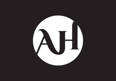 AH harfi logosu. Mektup logosu tasarım şablonu. Bu logo simgesi yaratıcı bir şekilde soyut şekilli anonim şirket.