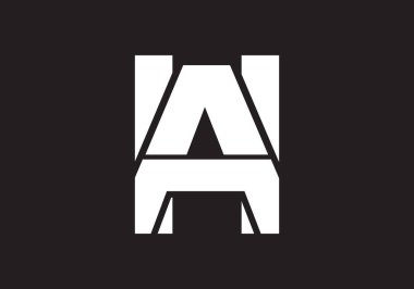 AH harfi logosu. Mektup logosu tasarım şablonu. Bu logo simgesi yaratıcı bir şekilde soyut şekilli anonim şirket.