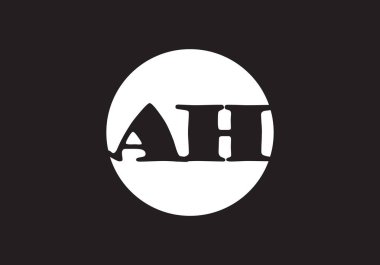 AH harfi logosu. Mektup logosu tasarım şablonu. Bu logo simgesi yaratıcı bir şekilde soyut şekilli anonim şirket.