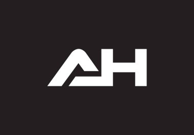 AH harfi logosu. Mektup logosu tasarım şablonu. Bu logo simgesi yaratıcı bir şekilde soyut şekilli anonim şirket.