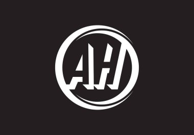 AH harfi logosu. Mektup logosu tasarım şablonu. Bu logo simgesi yaratıcı bir şekilde soyut şekilli anonim şirket.