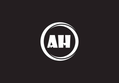 AH harfi logosu. Mektup logosu tasarım şablonu. Bu logo simgesi yaratıcı bir şekilde soyut şekilli anonim şirket.