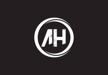 AH harfi logosu. Mektup logosu tasarım şablonu. Bu logo simgesi yaratıcı bir şekilde soyut şekilli anonim şirket.