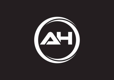 AH harfi logosu. Mektup logosu tasarım şablonu. Bu logo simgesi yaratıcı bir şekilde soyut şekilli anonim şirket.